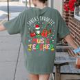 Santa's Favorite Music Teacher Christmas Santa Hat Matching Women's Comfort Colors T-Shirt Back Print Moss Santa's Favorite Music Teacher Christmas Santa Hat Matching Women's Comfort Colors T-Shirt Back Print Moss