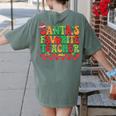 Santas Favorite Teacher Retro Groovy Christmas Xmas Women Women's Comfort Colors T-Shirt Back Print Moss Santas Favorite Teacher Retro Groovy Christmas Xmas Women Women's Comfort Colors T-Shirt Back Print Moss