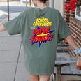 School Counselor Teacher Superhero Superpower Comic Book Women's Comfort Colors T-Shirt Back Print Moss