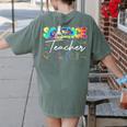 Science Teacher Tie Dye First Day Of School Back To School Men Women Girls Kids Women's Comfort Colors T-Shirt Back Print Moss