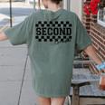 Second Grade Checkered Teacher 1st Day Back To School Women Women's Comfort Colors T-Shirt Back Print Moss