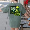 Solve The Problem Skeleton Teacher Halloween Math Six Seven Women's Comfort Colors T-Shirt Back Print Moss