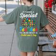 Special Teacher To Hear Child Cant Say Autism Awareness Sped Women's Comfort Colors T-Shirt Back Print Moss