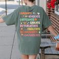 SPED Caffeinate Advocate Laminate Educate Teacher Facilitate For Men Women Women's Comfort Colors T-Shirt Back Print Moss