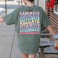 Sped Caffeinate Advocate Laminate Educate Teacher Women's Comfort Colors T-Shirt Back Print Moss