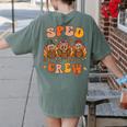 Sped Teacher Crew Thanksgiving Special Education Teacher Women's Comfort Colors T-Shirt Back Print Moss