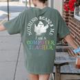 This Is My Spooky COMPUTER TEACHER Costume Don't Scare Me Women's Comfort Colors T-Shirt Back Print Moss This Is My Spooky COMPUTER TEACHER Costume Don't Scare Me Women's Comfort Colors T-Shirt Back Print Moss