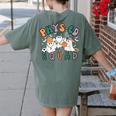Spooky Ghost PE Teacher Squad Physical Education Halloween Women's Comfort Colors T-Shirt Back Print Moss