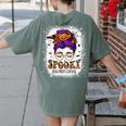 Spooky Paraprofessional Life Halloween Messy Bun Teacher For Men Women Women's Comfort Colors T-Shirt Back Print Moss
