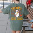 Spooky Science Teacher Ghost Halloween School Women Women's Comfort Colors T-Shirt Back Print Moss