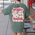 Spooky Teacher Ghost Pencil Teacher Halloween Teacher Women's Comfort Colors T-Shirt Back Print Moss Spooky Teacher Ghost Pencil Teacher Halloween Teacher Women's Comfort Colors T-Shirt Back Print Moss