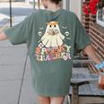 Spooky Teacher Groovy Retro Ghost Teacher Halloween 2023 For Men Women Kids Women's Comfort Colors T-Shirt Back Print Moss Spooky Teacher Groovy Retro Ghost Teacher Halloween 2023 For Men Women Kids Women's Comfort Colors T-Shirt Back Print Moss