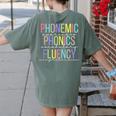 Spring Easter Reading Teacher Science Of Reading Women's Comfort Colors T-Shirt Back Print Moss