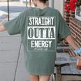 Straight Outta Energy Teacher Life Back To School Teacher Women's Comfort Colors T-Shirt Back Print Moss