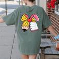 Student Teacher Coquette Bow Pencil Back To School First Day Women's Comfort Colors T-Shirt Back Print Moss
