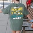 Super Teacher By Day Super Tired By Night Superheroes School Women's Comfort Colors T-Shirt Back Print Moss Super Teacher By Day Super Tired By Night Superheroes School Women's Comfort Colors T-Shirt Back Print Moss