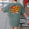 Super Teacher's Assistant Educational Superhero Women's Comfort Colors T-Shirt Back Print Moss