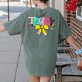 Teach Coquette Bow Teacher Back To School Happy First Day Women's Comfort Colors T-Shirt Back Print Moss Teach Coquette Bow Teacher Back To School Happy First Day Women's Comfort Colors T-Shirt Back Print Moss