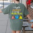I Teach Cutest Little Monsters Halloween Teacher Men Women Women's Comfort Colors T-Shirt Back Print Moss
