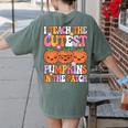I Teach The Cutest Pumpkins Halloween Fall Teacher Women Women's Comfort Colors T-Shirt Back Print Moss I Teach The Cutest Pumpkins Halloween Fall Teacher Women Women's Comfort Colors T-Shirt Back Print Moss