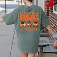 I Teach The Cutest Pumpkins Halloween Teacher Cat Lover Women's Comfort Colors T-Shirt Back Print Moss