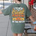 I Teach The Cutest Pumpkins Tshirt Halloween Teacher Women's Comfort Colors T-Shirt Back Print Moss I Teach The Cutest Pumpkins Tshirt Halloween Teacher Women's Comfort Colors T-Shirt Back Print Moss