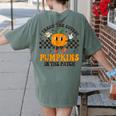 I Teach The Cutest Pumpkins In The Patch Groovy Teacher Fall Women's Comfort Colors T-Shirt Back Print Moss I Teach The Cutest Pumpkins In The Patch Groovy Teacher Fall Women's Comfort Colors T-Shirt Back Print Moss