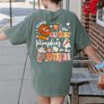 I Teach The Cutest Pumpkins In The Patch Halloween Teacher Women's Comfort Colors T-Shirt Back Print Moss