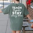 Teach Inspire Stay Drug-Free Red Ribbon Week Teacher Kids Women's Comfort Colors T-Shirt Back Print Moss