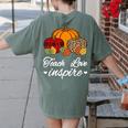 Teach Love Inspire Autumn Fall Plaid Leopard Pumpkin Teacher For Men Women Kids Women's Comfort Colors T-Shirt Back Print Moss