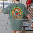Teach Love Inspire Rainbow Leopard Cheetah Print Teacher Women's Comfort Colors T-Shirt Back Print Moss