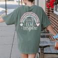 Teach Love Inspire Teacher Women's Comfort Colors T-Shirt Back Print Moss Teach Love Inspire Teacher Women's Comfort Colors T-Shirt Back Print Moss