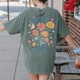 Teach Them Love Them Watch Them Grow Retro Teacher Floral Women's Comfort Colors T-Shirt Back Print Moss