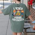 I Teach Superheroes Cute Back To School Teacher Women's Comfort Colors T-Shirt Back Print Moss