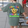Teacher Back To School Color In Kindness Crayon Pencil Women's Comfort Colors T-Shirt Back Print Moss