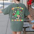 Teacher Christmas Shirts Pajama Matching Rockin' Around The Classroom -Adult Short Sleeve Small Modern Festive Christmas Teacher Xmas Vibes T-Shirt Women's Comfort Colors T-Shirt Back Print Moss