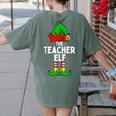 Teacher Elf Matching Family Christmas Women Men Women's Comfort Colors T-Shirt Back Print Moss Teacher Elf Matching Family Christmas Women Men Women's Comfort Colors T-Shirt Back Print Moss