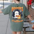 Teacher Halloween Ghost Reading Book Animal Boooks Are Women's Comfort Colors T-Shirt Back Print Moss Teacher Halloween Ghost Reading Book Animal Boooks Are Women's Comfort Colors T-Shirt Back Print Moss