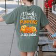 Teacher Halloween Pre-K Teacher Kindergarten Cutest Pumpkins Women's Comfort Colors T-Shirt Back Print Moss Teacher Halloween Pre-K Teacher Kindergarten Cutest Pumpkins Women's Comfort Colors T-Shirt Back Print Moss