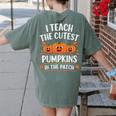 Teacher Halloween I Teach The Cutest Pumpkins In The Patch Women's Comfort Colors T-Shirt Back Print Moss Teacher Halloween I Teach The Cutest Pumpkins In The Patch Women's Comfort Colors T-Shirt Back Print Moss