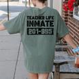 Teacher Life Jail Inmate Prisoner Halloween Costume Women's Comfort Colors T-Shirt Back Print Moss