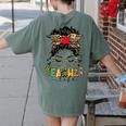 Teacher Life Messy Bun Glasses Leopard Sunflower Women's Comfort Colors T-Shirt Back Print Moss