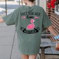 This Teacher Loves Her Flock Cute Flamingo Teacher Women's Comfort Colors T-Shirt Back Print Moss This Teacher Loves Her Flock Cute Flamingo Teacher Women's Comfort Colors T-Shirt Back Print Moss