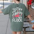 This Teacher Loves Her Flock Flamingo Teacher Class Women's Comfort Colors T-Shirt Back Print Moss This Teacher Loves Her Flock Flamingo Teacher Class Women's Comfort Colors T-Shirt Back Print Moss