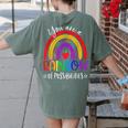 Teacher You Are a Rainbow Of Possibilities Funny Women's Comfort Colors T-Shirt Back Print Moss