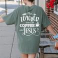 This Teacher Runs On Coffee And Jesus T Shirt Christian Tees Women's Comfort Colors T-Shirt Back Print Moss This Teacher Runs On Coffee And Jesus T Shirt Christian Tees Women's Comfort Colors T-Shirt Back Print Moss