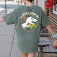 Teacher-Saurus Dinosaur Teacher Design T-Rex Design Women's Comfort Colors T-Shirt Back Print Moss
