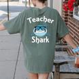 Teacher Shark Teacher For Men Women Women's Comfort Colors T-Shirt Back Print Moss