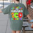 My Teacher Survived 100 Days Of Me 100 Days Of School Women's Comfort Colors T-Shirt Back Print Moss