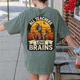 Teacher All Teachers Love Brains Halloween Women's Comfort Colors T-Shirt Back Print Moss Teacher All Teachers Love Brains Halloween Women's Comfort Colors T-Shirt Back Print Moss